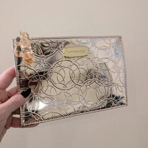 MAC Metallic make up bag with Floral Accent